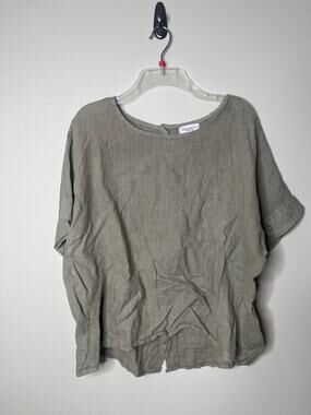 Splendid Iris Green Linen Blouse One Size